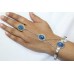 Bangle Bracelet Kada with Ring 925 Sterling Silver Women Chalcedony Stone C268